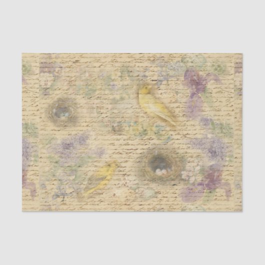 イエローイースター鳥デコペ紙 薄葉紙 (正面)