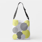 イエローウィズグレー水玉模様トートバッグ クロスボディバッグ (裏面)