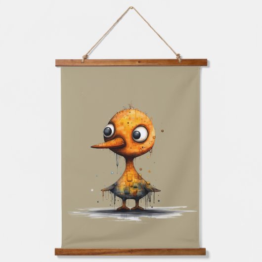 イエローウェット抽象芸術アヒル 吊り下げ型タペストリー (正面)