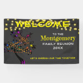 イエローウェルカムファミリー懇親会ツリーライトバナー 横断幕 (横)