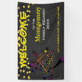 イエローウェルカムファミリー懇親会ツリーライトバナー 横断幕 (縦)