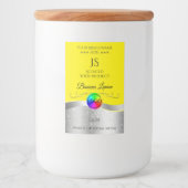 イエローウェーブシルバーのロゴモノグラム製品ラベル フードラベル (正面)