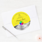 イエローウェーブシルバーのロゴモノグラム製品ラベル ラウンドシール (封筒)