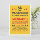 イエローウォッチングウェスタンカウボーイ誕生日招待状 招待状 (スタンド正面)