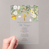 イエローウォータカラーバラフラワーガーデンボーイバプテスマ アクリル招待状 (インサイチュ (ポータブル))