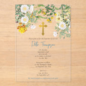 イエローウォータカラーバラフラワーガーデンボーイバプテスマ アクリル招待状 (正面)