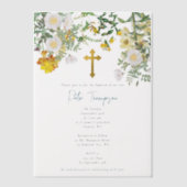 イエローウォータカラーバラフラワーガーデンボーイバプテスマ ベラム紙招待状 (正面)