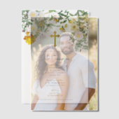 イエローウォータカラーバラフラワーガーデンボーイバプテスマ ベラム紙招待状 (オフセット (カップル))