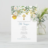 イエローウォータカラーバラフラワーガーデンボーイバプテスマ 招待状 (スタンド正面)