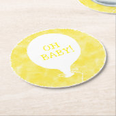 イエローウォーターカスタムカラー文字ベビーシャワーああベビー ラウンドペーパーコースター (アングル)