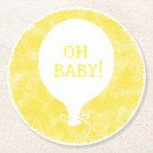 イエローウォーターカスタムカラー文字ベビーシャワーああベビー ラウンドペーパーコースター (正面)