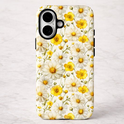 イエローウォーターカラーのワイルドフラワーパターン  Case-Mate iPhoneケース