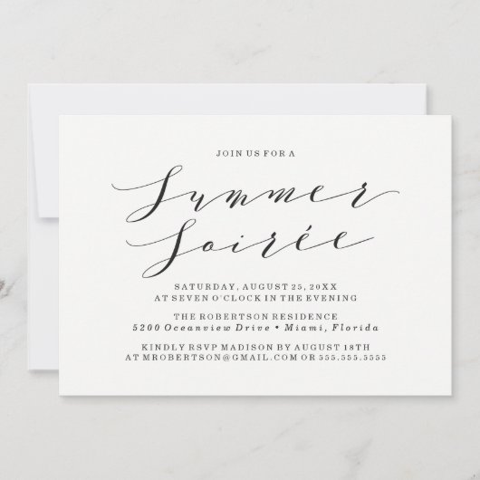 イエローウォーターカラーサマーソーリーパーティの招待状 招待状 (正面)