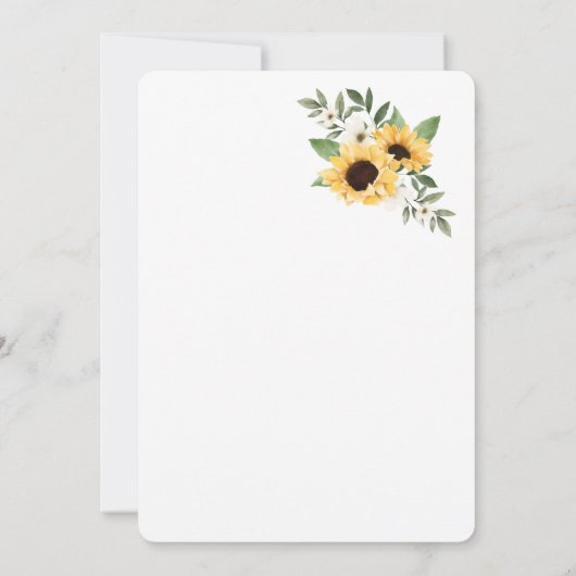 イエローウォーターカラーサンフラワーカントリー結婚リース 招待状 (裏面)