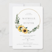 イエローウォーターカラーサンフラワーカントリー結婚リース 招待状 (正面)