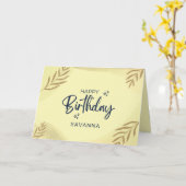 イエローウォーターカラーシックハッピーバースデー名前をカスタムする カード (黄色い花)