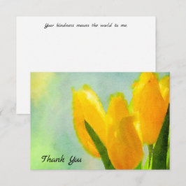 イエローウォーターカラーチューリップフラットサンキューカード サンキューカード