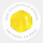 イエローウォーターカラーハニカムビー差出人住所 ラウンドシール (正面)