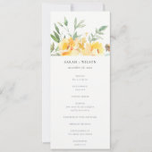 イエローウォーターカラーバラフラワー結婚式 プログラム (正面)