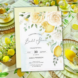 イエローウォーターカラーバラ&レモンブライダルシャワー 招待状