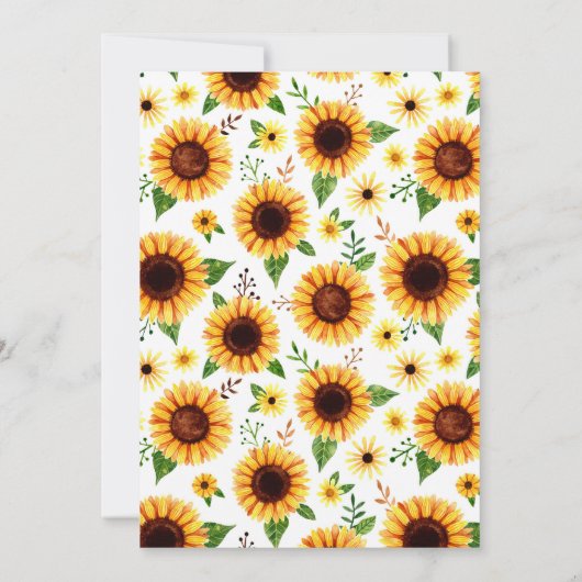 イエローウォーターカラーヒマワリ2歳誕生日 招待状 (裏面)