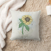 イエローウォーターカラーフラワーフェイズ装飾用クッション クッション (ブランケット)