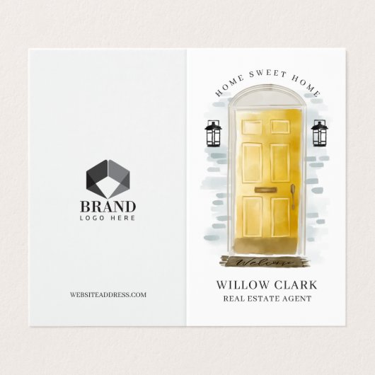 イエローウォーターカラーフロントドアフォト&サービス 名刺 (外部フラット)