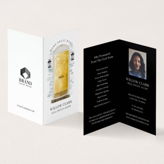 イエローウォーターカラーフロントドアフォト&サービス 名刺 (内部&外部)