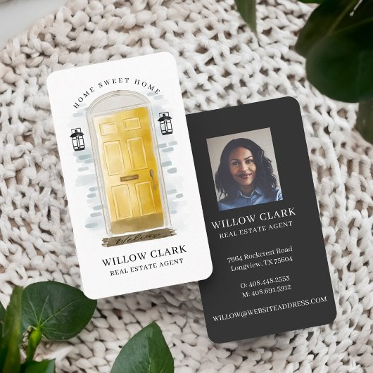 イエローウォーターカラーフロントドア実在エステートエージェント 名刺