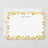 イエローウォーターカラーフローラガーデンパーソナライズされた ノートカード (正面)