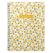 イエローウォーターカラーフローラガーデンパーソナライズされた ノートブック (正面)