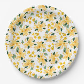 イエローウォーターカラーフローラガーデン紙プレート ペーパープレート (正面)