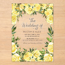 イエローウォーターカラーフローラルゴールドラメアーチウェディング
