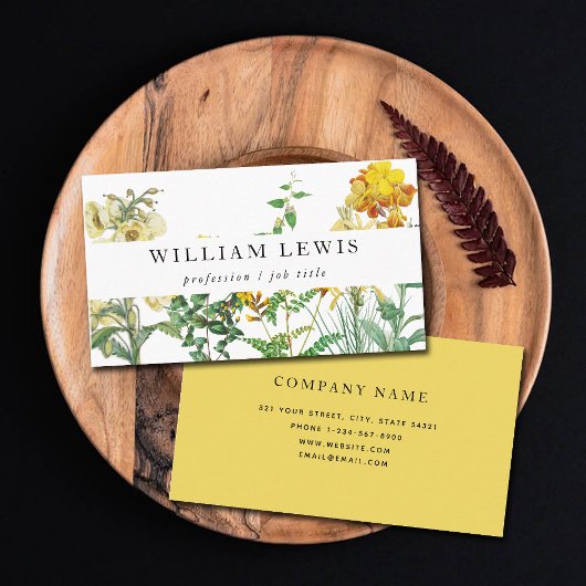 イエローウォーターカラーフローラ&グリーンプロフェッショナル 名刺