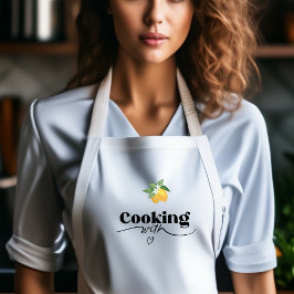 イエローウォーターカラーレモン料理プリント スタンダードエプロン