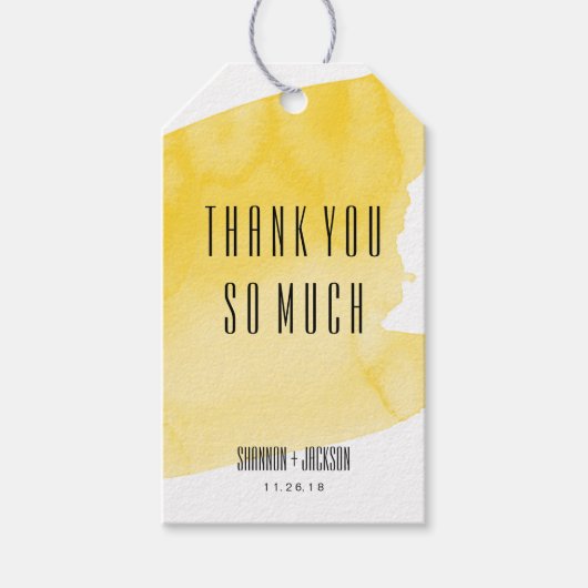 イエローウォーターカラー洗浄結婚式の引き出物ラベル ギフトタグ (正面)