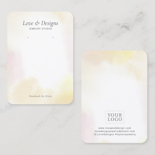 イエローウォーター洗面イヤリングジュエリー表示 名刺 (正面/裏面)