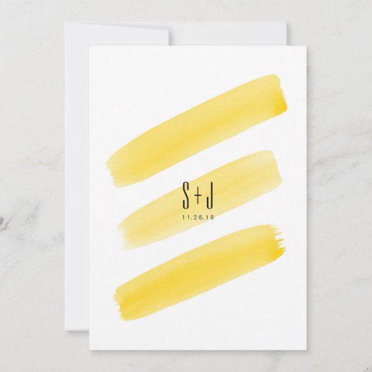 イエローウォーター色のストライプ結婚式招待状 招待状 (裏面)