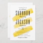 イエローウォーター色のストライプ結婚式招待状 招待状 (正面/裏面)