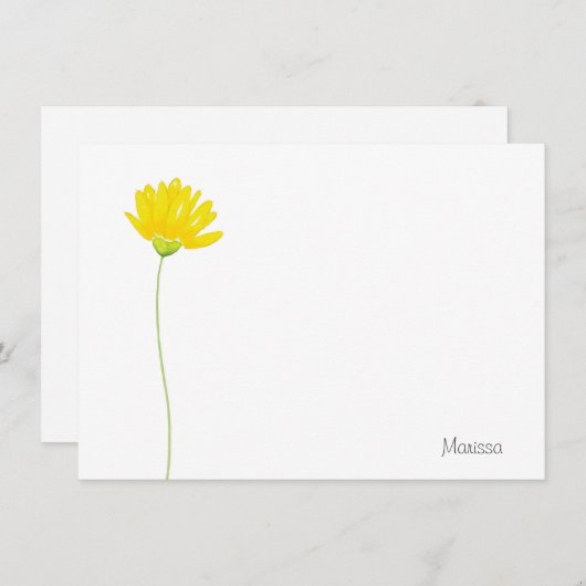 イエローウォーター色のデイジー ノートカード (正面/裏面)