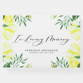 イエローウォーター色のバラと牡丹の葬儀 ゲストブック