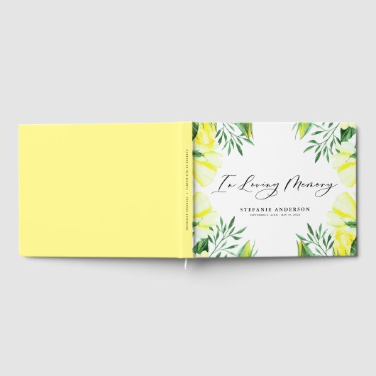 イエローウォーター色のバラと牡丹の葬儀 ゲストブック