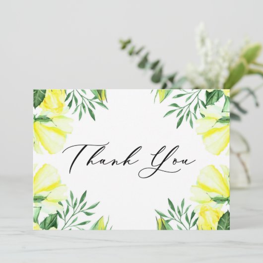 イエローウォーター色のバラと牡丹 サンキューカード (スタンド正面)