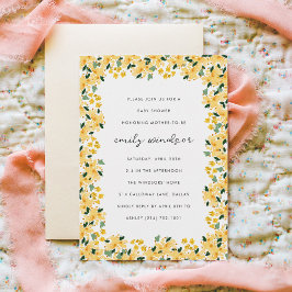 イエローウォーター色のフローラガーデンベビーシャワー 招待状