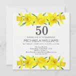 イエローウォーター色の水仙50th誕生日パーティー 招待状<br><div class="desc">🌼🎉「50th Birthday Party Water color Daffodil」の招待状魅力的で50誕生祝いを高めよう！🌼🥳招待状の上下を優雅にフレームする黄色い水色の水仙の花の美しいに没頭し、繊細なオフホワイト背景に楽しいバナーを作成する。開花は春の活気と大事な行事の喜びを呼び起こす。文字から色やフォントまで(Zazzleデザインツールを使もし用)この招待のすべての側面はカスタマイズ可能で、あなたの好みやビジョンに合わせてカスタマイズできる。招待状の後ろには、水仙のバナーと「50」の文字とのテーマが続はっきりしたき、お祝いの気分を強化する。🌸🎂あなたは盛大なイベントや親密な集まりを開催するかにかかわらず、これらの招待状は春の誕生日パーティーのための完璧なトーンを設定する。🎈💐お客様の期待と興奮を生み出し、水仙の美しいと50のマイルストーンを通して輝かせ。カスタマイズ大事な行事の精神を真に反映した記憶に残るお祝いを作り出す。🌼💌</div>