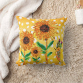 イエローウォーター色ひまわり装飾用クッション クッション (ブランケット)