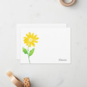 イエローウォーター色デイジーステム ノートカード (正面/裏面インサイチュ)