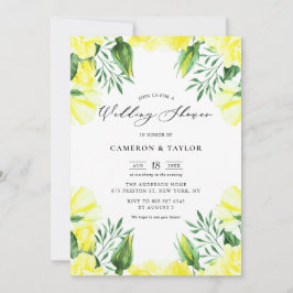 イエローウォーター色バラガーランドウェディングシャワー 招待状