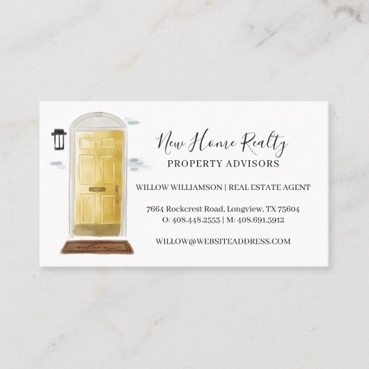 イエローウォーター色フロントドア実在エステートフォト 名刺 (正面)