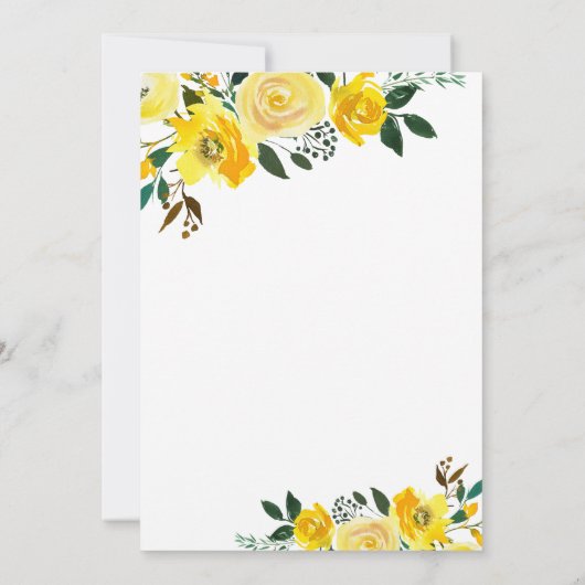 イエローウォーター色フローラサプライズ50誕生日 招待状 (裏面)